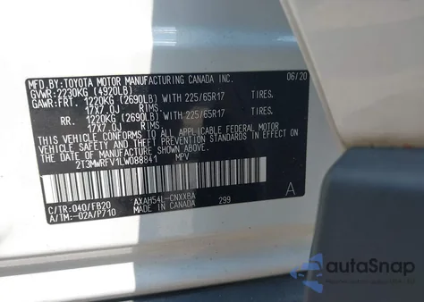2020 Toyota Rav4 Hybrid Le from USA, damaged, VIN 2T3MWRFV1LW088841